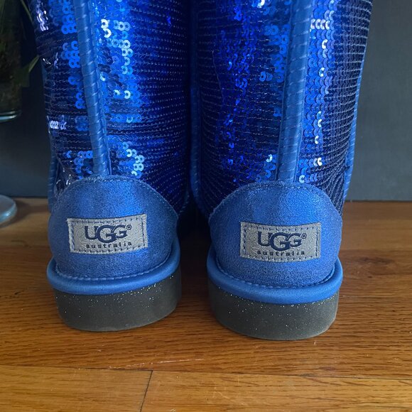 UGG Australia Blue Classic Short Sparkles Sequin Boots Women’s 7 | Sheepskin Lin - Picture 7 of 9